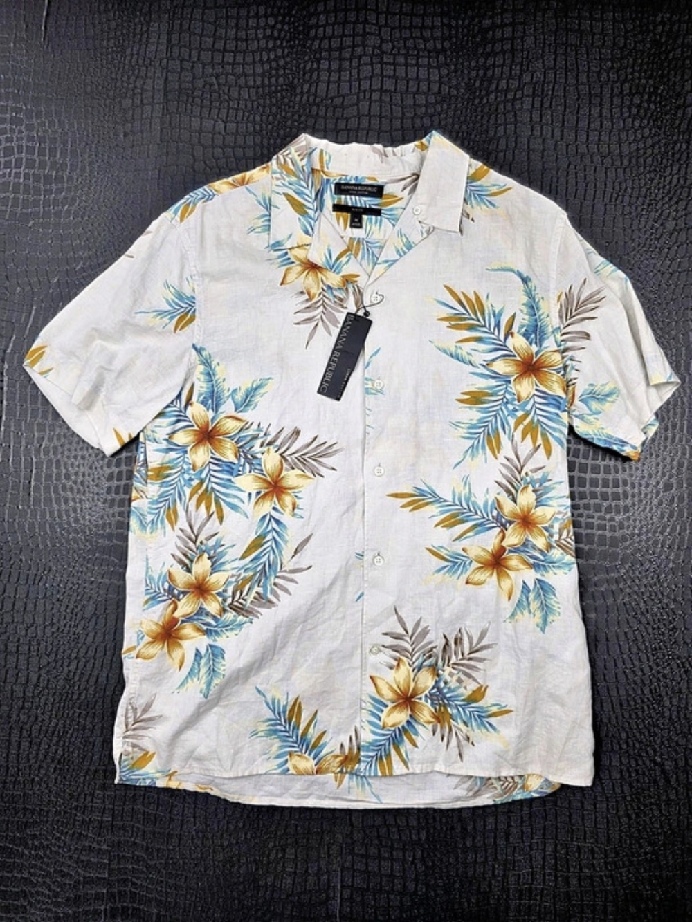 Banana Republic Linen Cotton Slim Fit Button Down Floral Medium NWT MSRP $64.50
